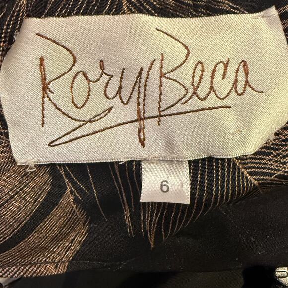 Rory Beca 100% Silk Strapless Maxi Dress 6 Black Brown Cocktail Party Luxury - Picture 5 of 7